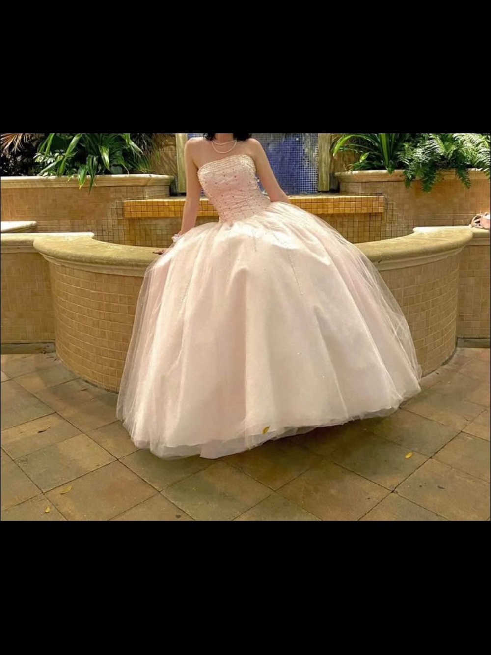 Strapless Light Pink Tulle Ball Gown Dress for Girls